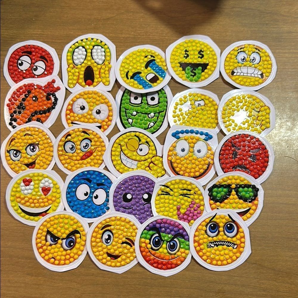Colorful Emoji diamond art Stickers Set